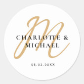 Einfach, elegant, monogram  ronde sticker (Voorkant)