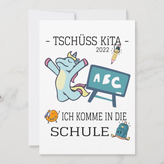 Einladung Einschulung Einhorn Kaart (Voorkant)