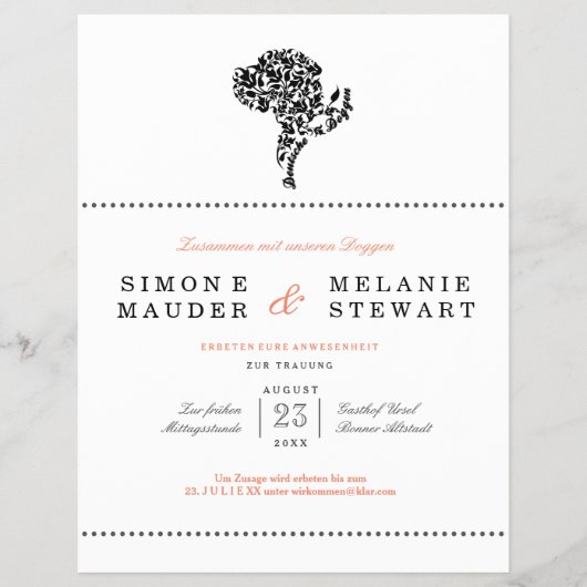 Einladung Flyer Deutsche Doggen Illustration (Achterkant)