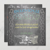 Einladungskarte zur Einschulung im Tafelstil (Voorkant / Achterkant)