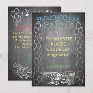 Einladungskarte zur Einschulung im Tafelstil
