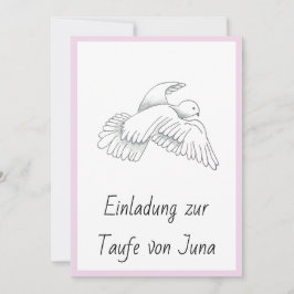 Einladungskarte zur Taufe mit Taubenmotiv Mädchen Feestdagenkaart