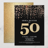 Einladungskarten zum 50. Geburtstag "Gold" Aankondiging (Voorkant / Achterkant)