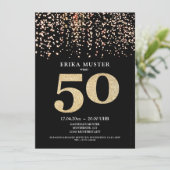 Einladungskarten zum 50. Geburtstag "Gold" Aankondiging (Staand voorkant)