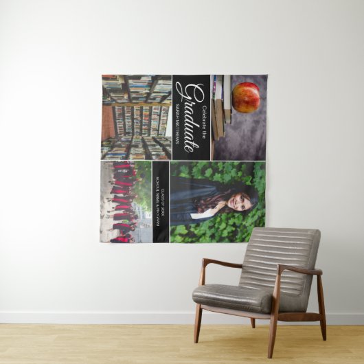 Einsteigerfoto-collage middelbare school afgestude wandkleed (In Situ (horizontaal))