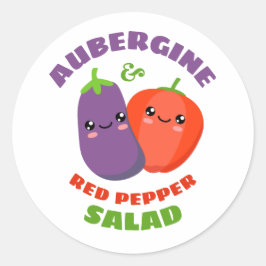 Eiplant en rode peppersalade ronde sticker