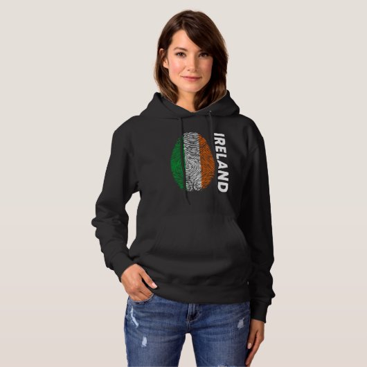Eire Fingerprint St Patrick's Day Irish Flag Irela Hoodie (Voorkant volledig)