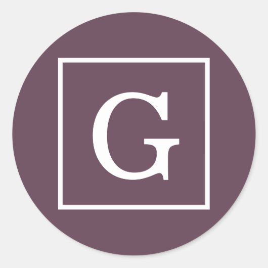 Eitgplant Eitgplant White Framed Initiaal Monogram Ronde Sticker (Voorkant)