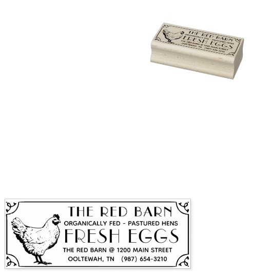 Eitkartonnen stempel met  rand en Hen (Gestempeld)