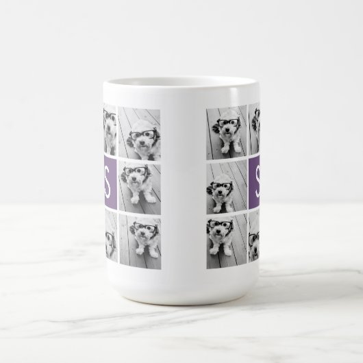 Eitplant en White Photo Collage Custom Monogram Koffiemok (Center)