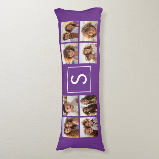 Eitplant en White Photo Collage Custom Monogram Lichaamskussen (Voorkant Verticaal)