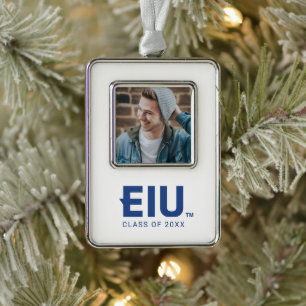 EIU-blokletter Verzilverd Kader Ornament