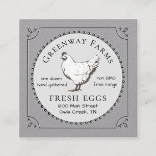 Eiwitkarton Grijze Boerderij Verse eieren met Vint Vierkante Visitekaartje