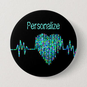 EKG-hartlijn Ronde Button 7,6 Cm