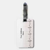 EKG hartslag op grafiekpapier, PhD (arts) puls Bagagelabel (Achterkant verticaal)