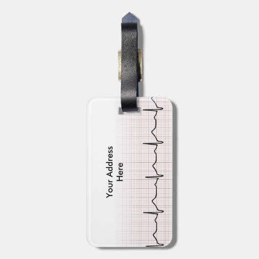 EKG hartslag op grafiekpapier, PhD (arts) puls Bagagelabel (Achterkant verticaal)