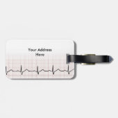 EKG hartslag op grafiekpapier, PhD (arts) puls Bagagelabel (Achterkant horizontaal)