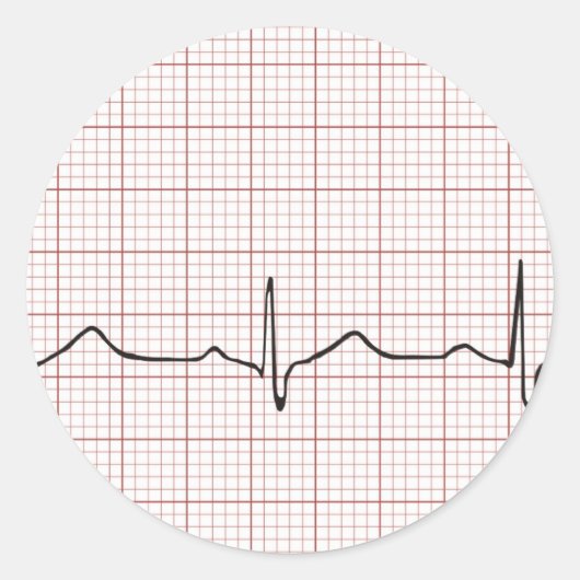 EKG hartslag op grafiekpapier, PhD (arts) puls Ronde Sticker (Voorkant)