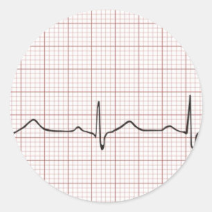 EKG hartslag op grafiekpapier, PhD (arts) puls Ronde Sticker