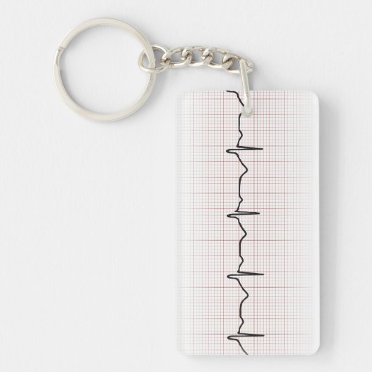 EKG hartslag op grafiekpapier, PhD (arts) puls Sleutelhanger (Voorkant)