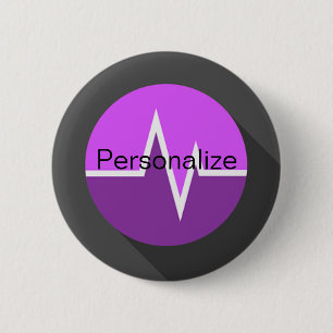 EKG-lijn medisch paars zwart Ronde Button 5,7 Cm