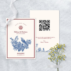 Ekster Bloemige Chinese Trouw Save the Date Kaart