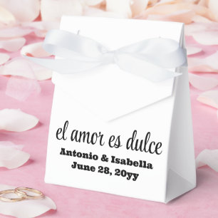 El amor es dulce bruiloft receptie traktatie voor bedankdoosjes