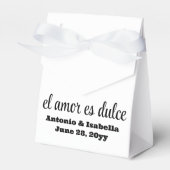 El amor es dulce bruiloft receptie traktatie voor bedankdoosjes (Voorkant Zijde)
