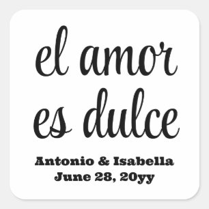 El amor es dulce bruiloft receptie traktatie voor  vierkante sticker