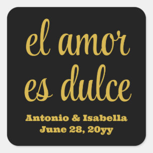 El amor es dulce bruiloft receptie traktatie voor vierkante sticker