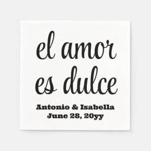 El amor es dulce bruiloftsreceptie servet papier