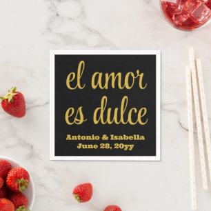 El amor es dulce bruiloftsreceptie servet papier
