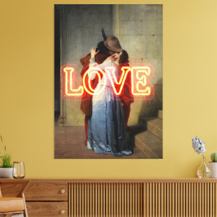 El Bacio Remix – Neon “LOVE” Muurkunst & Merchandi Canvas Afdruk