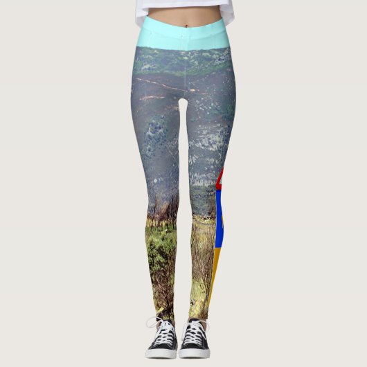 El Camino de Santiago de Compostela, Spanje, teken Leggings (Voorkant)