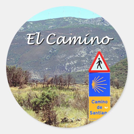 El Camino de Santiago (titel) Ronde Sticker (Voorkant)