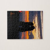 El Camino in de zonsondergang met een paar zoenen. Legpuzzel (Horizontaal)