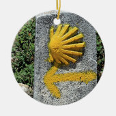 El Camino schelp en pijltje, Spanje Keramisch Ornament (Voorkant)