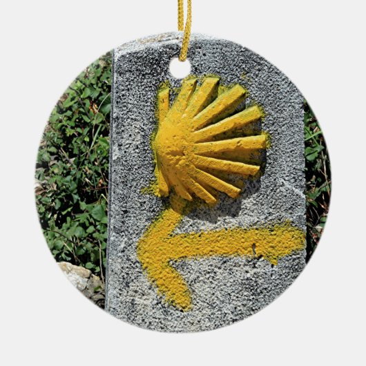 El Camino schelp en pijltje, Spanje Keramisch Ornament (Voorkant)