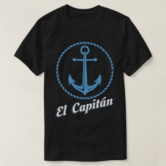 El Capitan Gift Skipper Funny Zee kapitein Anchor T-shirt (Design voorkant)