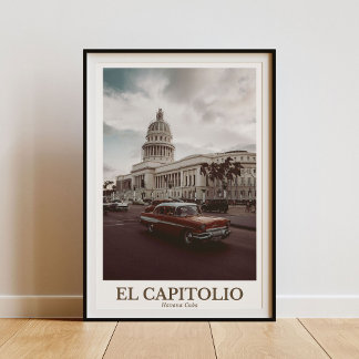 El Capitolio, Havana Cuba -  muurkunst Poster