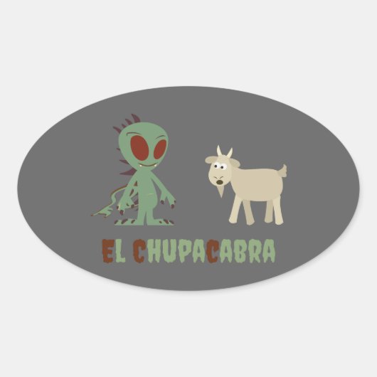 El Chupacabra Ovale Sticker (Voorkant)
