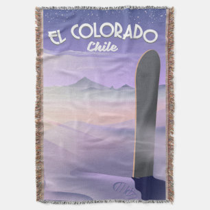 El Colorado Chilië Snowboarden reisposter Deken