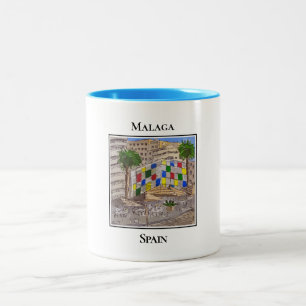 El Cubo, in de haven van Málaga, Spanje Tweekleurige Koffiemok