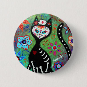 EL GATO CAT DIA DE LOS MUERTOS NURSE PAINTING RONDE BUTTON 5,7 CM