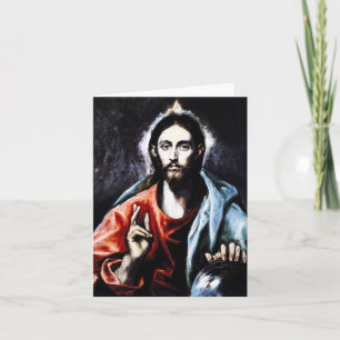 El Greco Christus die de Kaart van de Nota zegenen