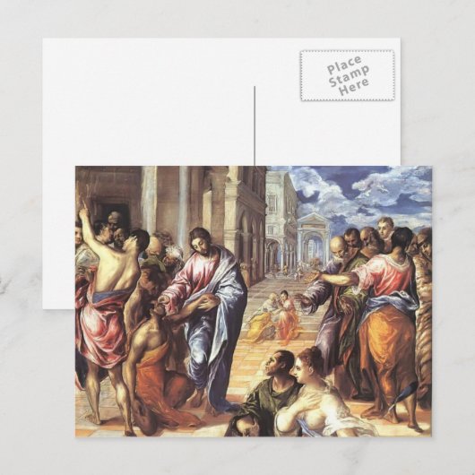 El Greco - Christus geneest blinde Briefkaart (Voorkant / Achterkant)