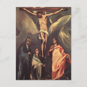 El Greco-Christus op het kruis met Maries, St. Joh Briefkaart