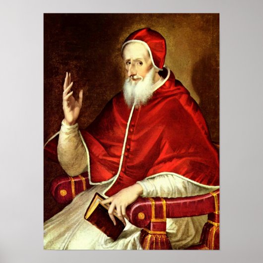 El Greco - Portret van paus Pius V Poster (Voorkant)