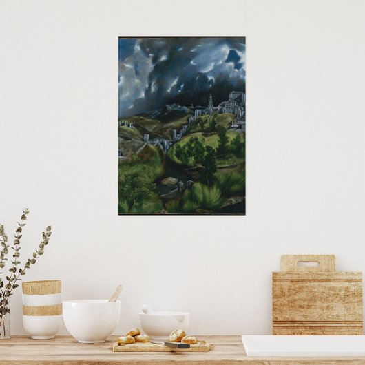 EL GRECO - Uitzicht van Toledo 1596 Poster (Keuken)