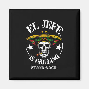 El Jefe Barbecue Stand Back Grappige Mexicaanse Va Magneet